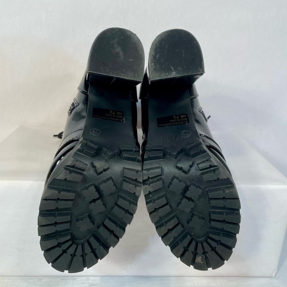 Black Patent Platform Lace-Up Ankle Boots Size 7.5 - Picture 5 of 5